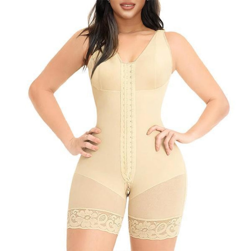 Colombian Women's Full Coverage Zipper Crotch Compression Body Shaper After Tummy Tuck And Butt Lift Surgery